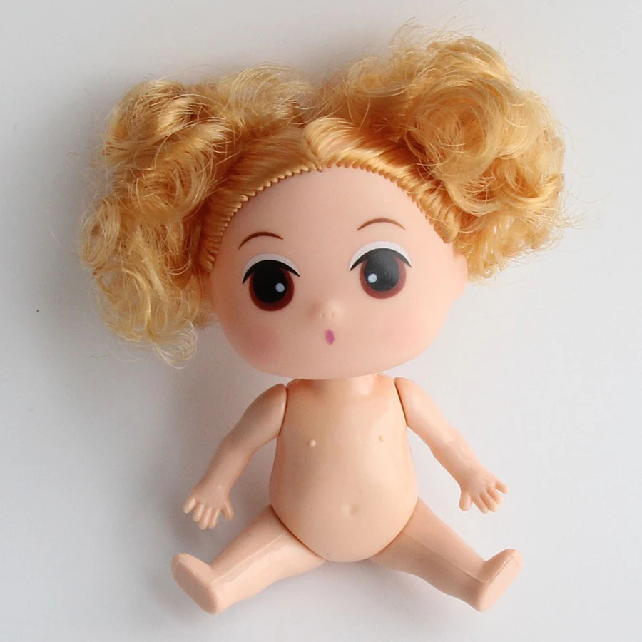 3pcs 10cm Mini Ddung Dolls with Brown Bun Hair Baking Mold Dolls Girls