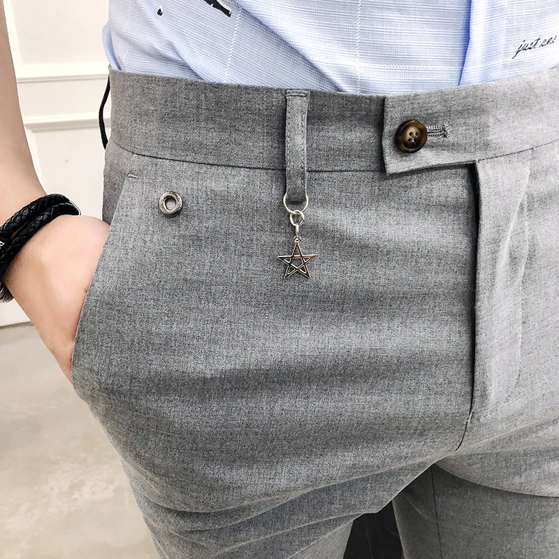 2018 Summer New Slim Cone Gentleman Stripe Feet Nine Business Casual Pants Personality Fashion Classic Influx Urban Hair Stylist 2018 Summer New Slim Cone Gentleman Stripe Feet Nine Business Casual Pants Personality Fashion Classic Influx Urban Hair Stylist