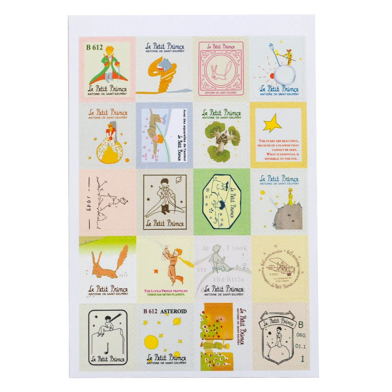 80pcs/set Little Prince Paper Sticker Vintage Stamp Stickers Scrapbooking Diary Album Planner Decorative Label Gift for Kids