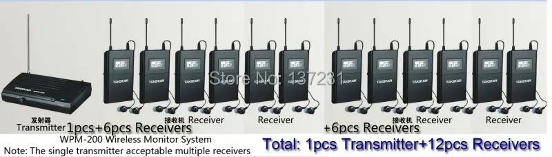 

Boutique 1Transmitter+12 Receivers Takstar WPM-200 UHF Wireless In Ear Stage Monitor System In Ear Stage Wireless Monitor System