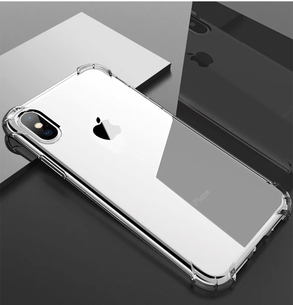 360 градусов подушка безопасности DropProof Мягкий Силиконовый ТПУ чехол для iPhone XS Max XR X прозрачный силиконовый штамп чехол для iPhone XS MAX XR - Цвет: Transparent