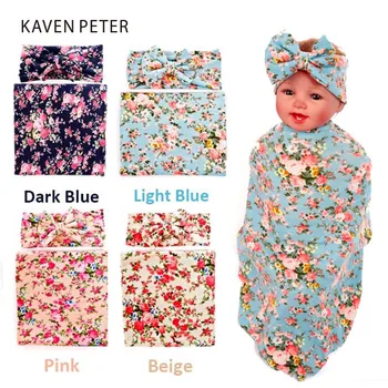 

2017 Baby blankets newborn cotton with Headbands floral print Receiving Blankets baby photography blankets envelopes for newborn