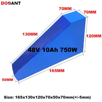

48V 10Ah small triangle lithium battery for Sanyo 18650 cell 13S 48V 500W 750W electric bike li-ion battery with 5A Charger