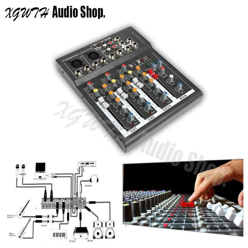 Mini 4 Channel Studio Audio Sound Mixer