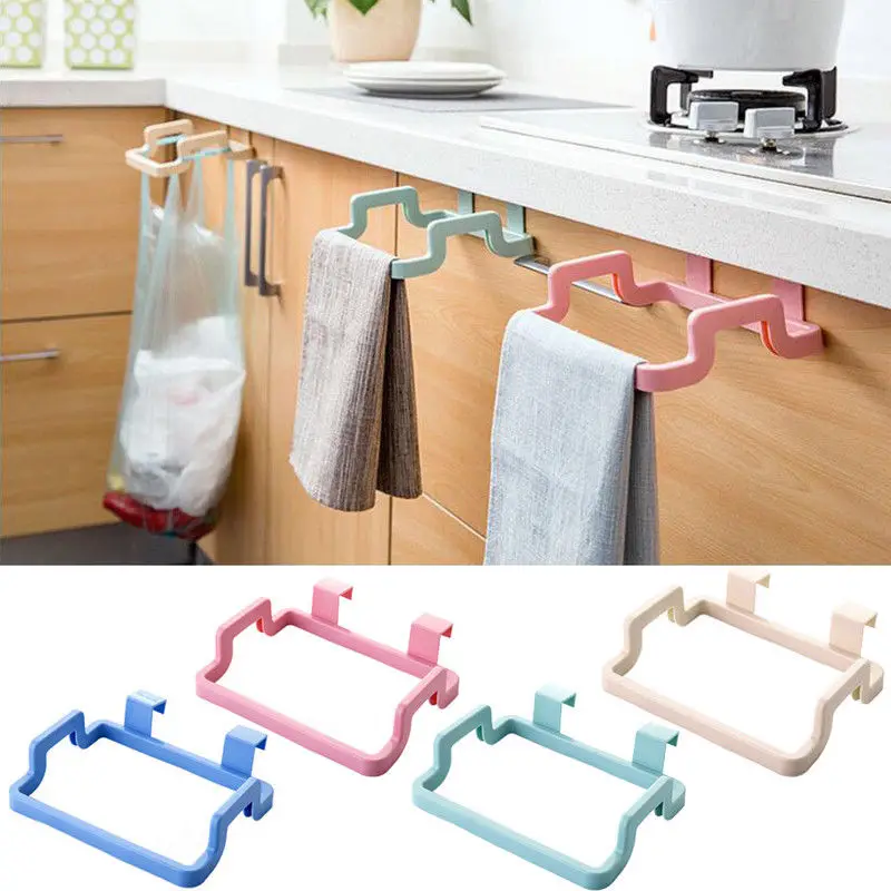 

Plastic Hanging Trash Garbage Bag Stand Dishcloth Holder Cupboard Cabinet Hanger Door Back Towel Storage Rack Simple Waste Bag