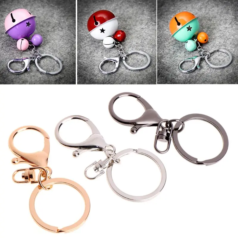 

Drop&Wholesale Key Ring Pendant Brief Golden Silver Keychain Clasp Buckle Keyfob Clip Accessory APR28