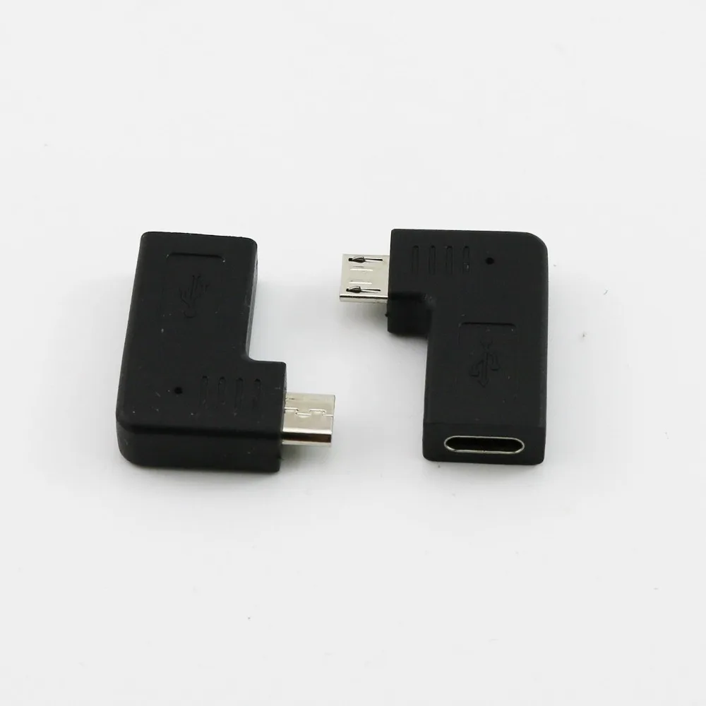 1 шт. USB Micro мужчина к USB 3,1 Тип C Женский Джек 90 градусов правый угол зарядки синхронизации данных адаптер конвертер