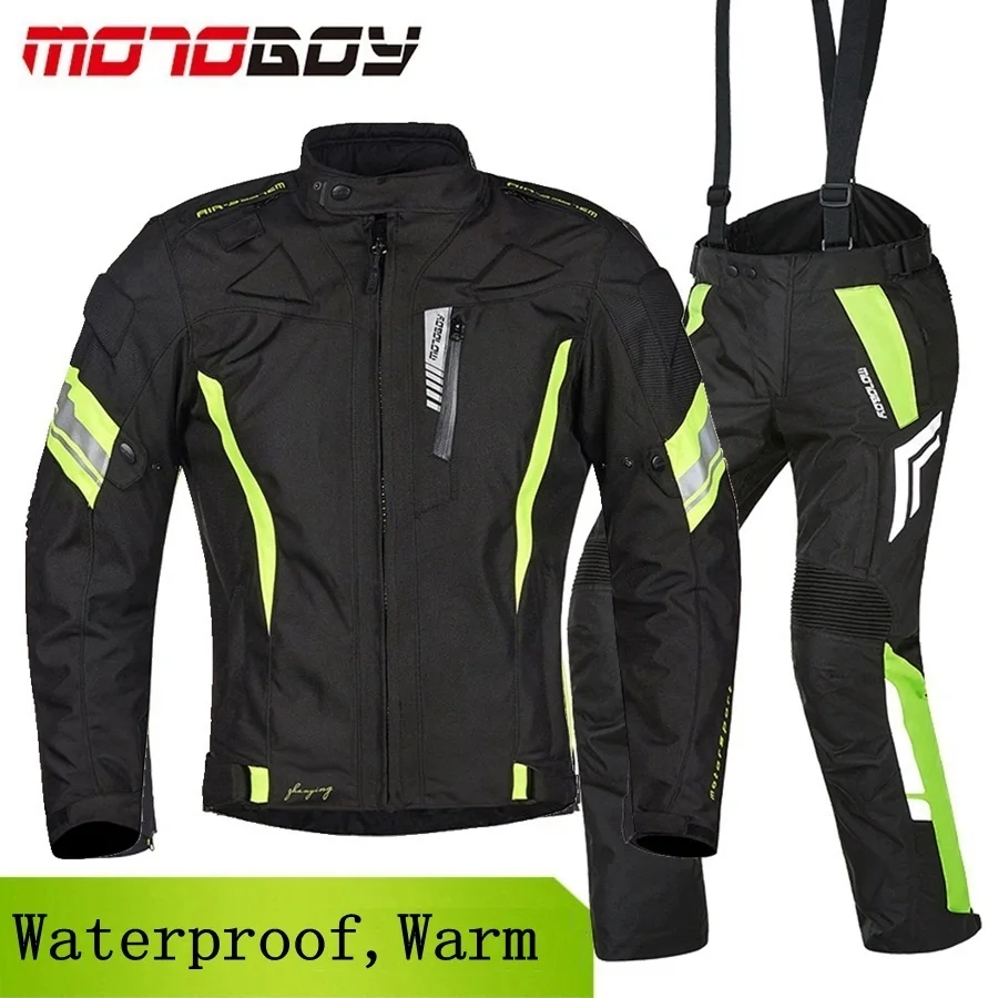 

Free shipping 1set Men's Motocross Racing Waterproof Warm Reflective Jacket Off-Road Gear Moto Coats Motorcycle Jacket and Pants