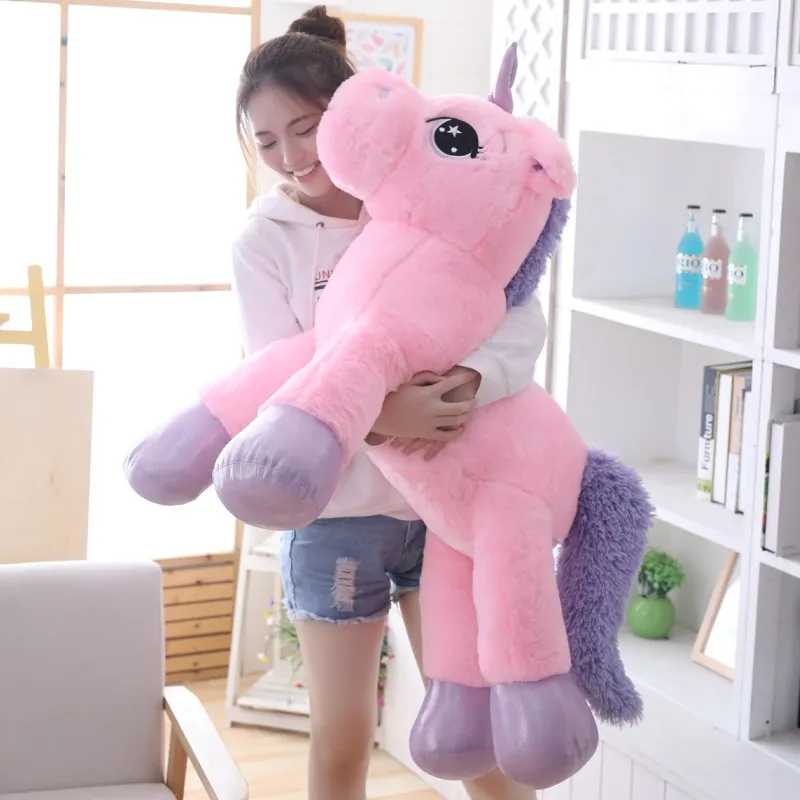 85cm/100cm White Unicorn Plush Toys Giant Unicorn Stuffed Animal Horse Toy Soft Unicornio Peluche Doll Gift Children Photo Props