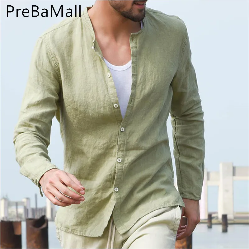 

Summer Streetwear Men's shirt Baggy Cotton Linen Soid Color Retro Shirts Tops Male Clothing Man Shirts Fashion Camisas A20