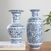 No Glazed Blue and White Porcelain Vases Interlocking Lotus Design Flower Ceramic Vase Home Decoration Jingdezhen Flower Vases 3