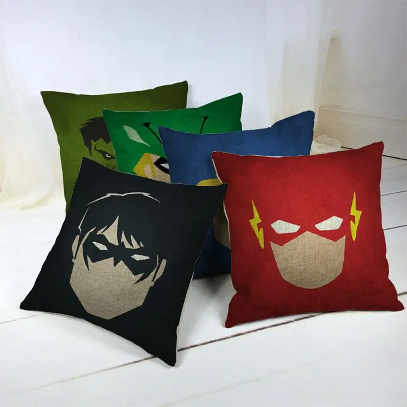 

Superhero Cotton Linen Cushion Cover Cushions For Sofas Coffee Shop Office Car Home Decor Throw Pillow