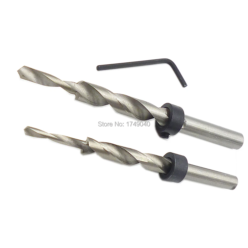 

2pcs Pocket Hole Replacement HSS Twist Step Drill Bit 8mm 10mm Set With Stop Collar & Hex Wrench For Kreg KJD Manual-Pocket Hole
