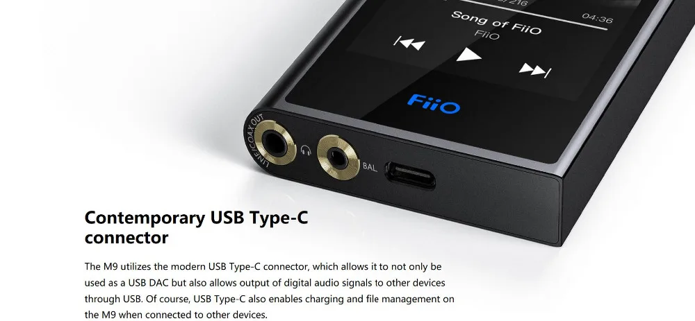 FiiO M9 Portable High-Resolution Audio Player AK4490EN*2 Support WIFI Bluetooth DSD128 USB Audio  DAC SPDIF output