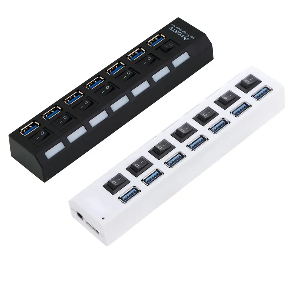 Мини usb-хаб 3,0 Супер скорость 5 Гбит/с 7 портов Портативный Micro USB 3,0 концентратор разветвитель с внешним адаптером питания для ПК Аксессуары