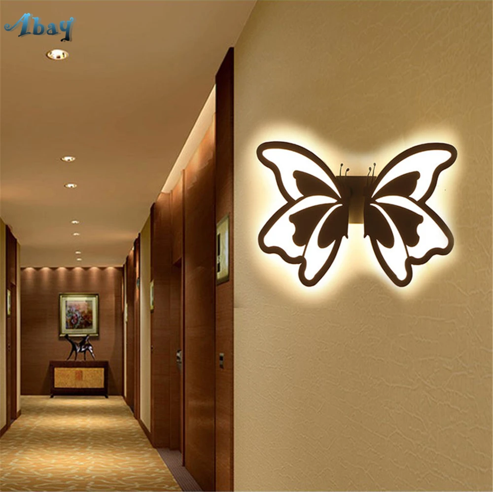 Арт-деко-бабочка светодиодный настенный светильник Акриловая для детей Спальня коридор современный Гостиная украшения Детский настенный