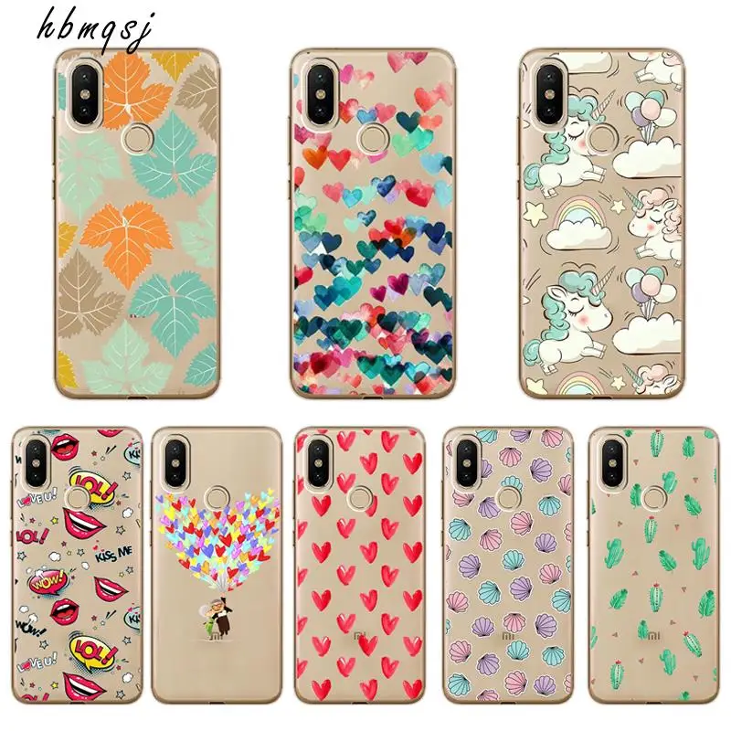 

Silicone soft tpu for xiaomi mi a2 6x case transparent Christmas lights rainbow unicorn love shells for mi a2 phone back cover