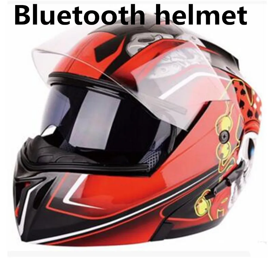 

Full Face Helmet with Flag Graphic Bluetooth Modular Motorcycle Helmet (Matte Black, X-Large)