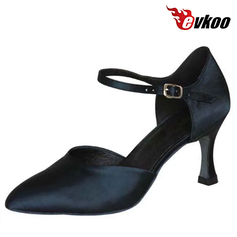 Evkoo/Танцевальная атласная обувь с закрытым носком на низком каблуке для бальных танцев для женщин; Каблук 7,3 см; Zapatos De Baile Evkoo-172