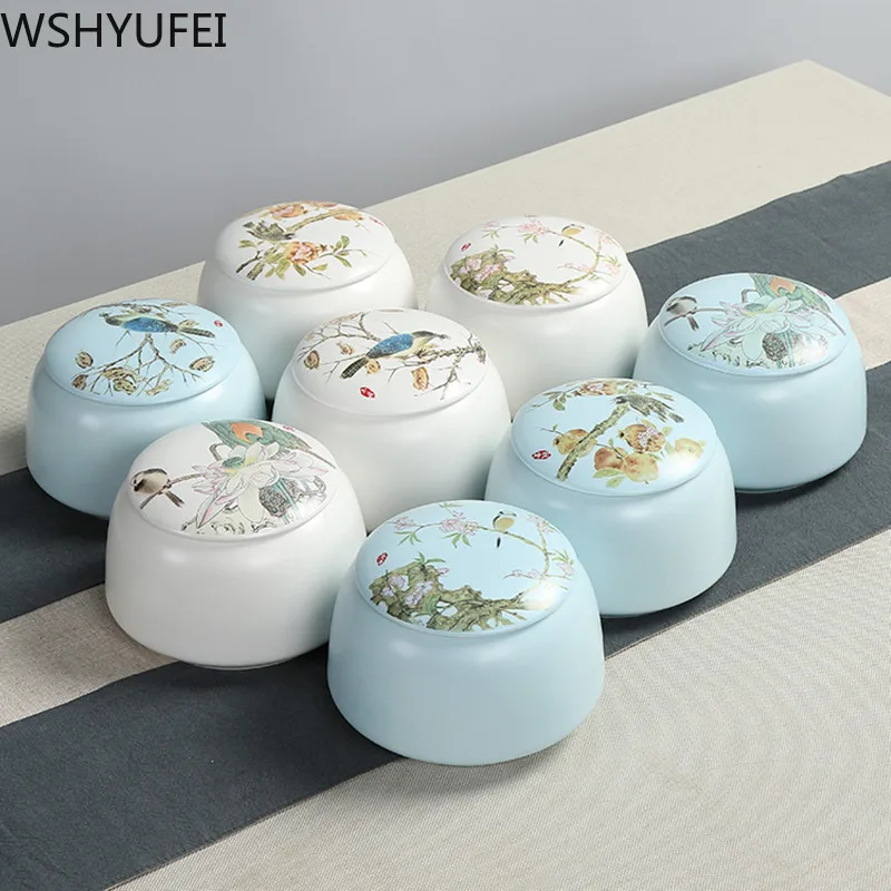 

Chinese ceramic matte glaze tea storage tank Portable Pu'er tea sealed moisture-proof jar Household tea accessories WSHYUFEI
