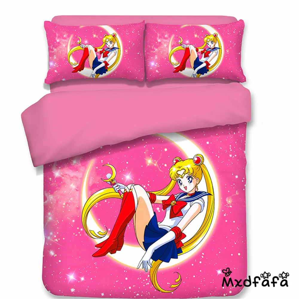 

Mxdfafa Japanese Anime Sailor Moon Bed Set 3D Bedding Set Luxury Duvet Cover Set 3pc Set Include 1 Duvet Cover and 2 Pillowcase