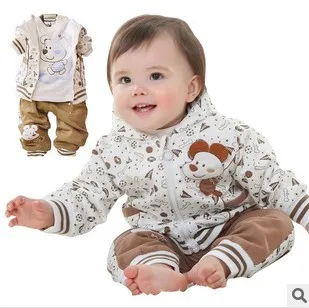 ФОТО Anlencool Free Shipping Infant Cereal Trade Cotton Sportswear Suit Spring Children's Baby Clothing Three pics 0-2 year clothing