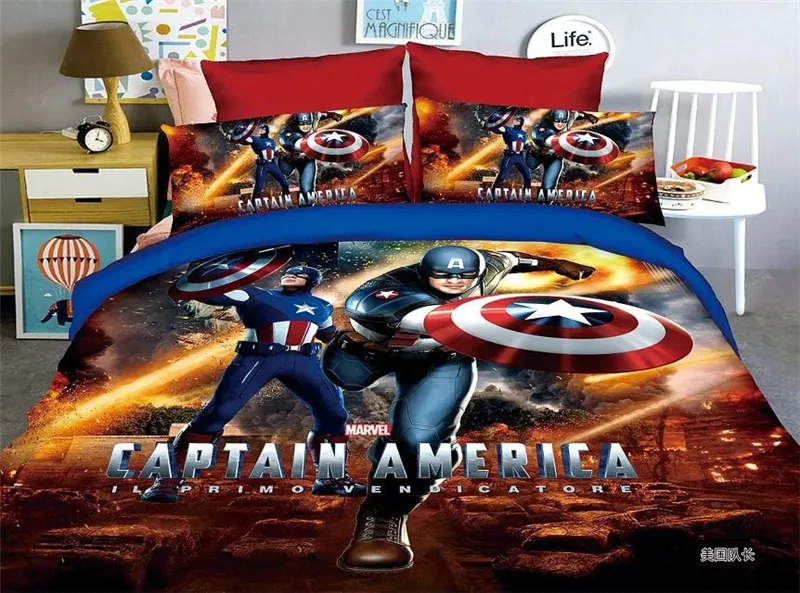 

3PCS Captain America Bedding Set Spiderman Iron Man Children bed sheet bed set bedding bag pillowcase sheet gift