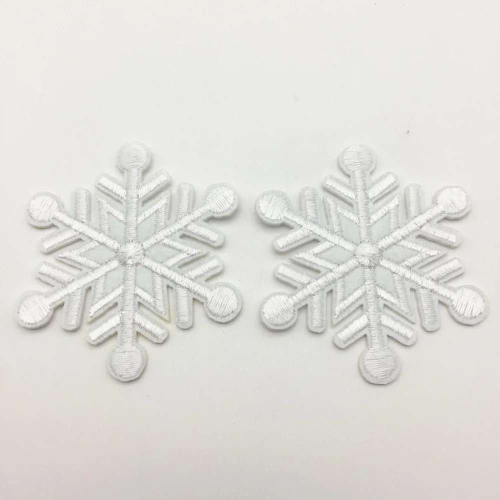 15pcs White Snowflake Patch DIY Christmas Embroidered Patches Iron On