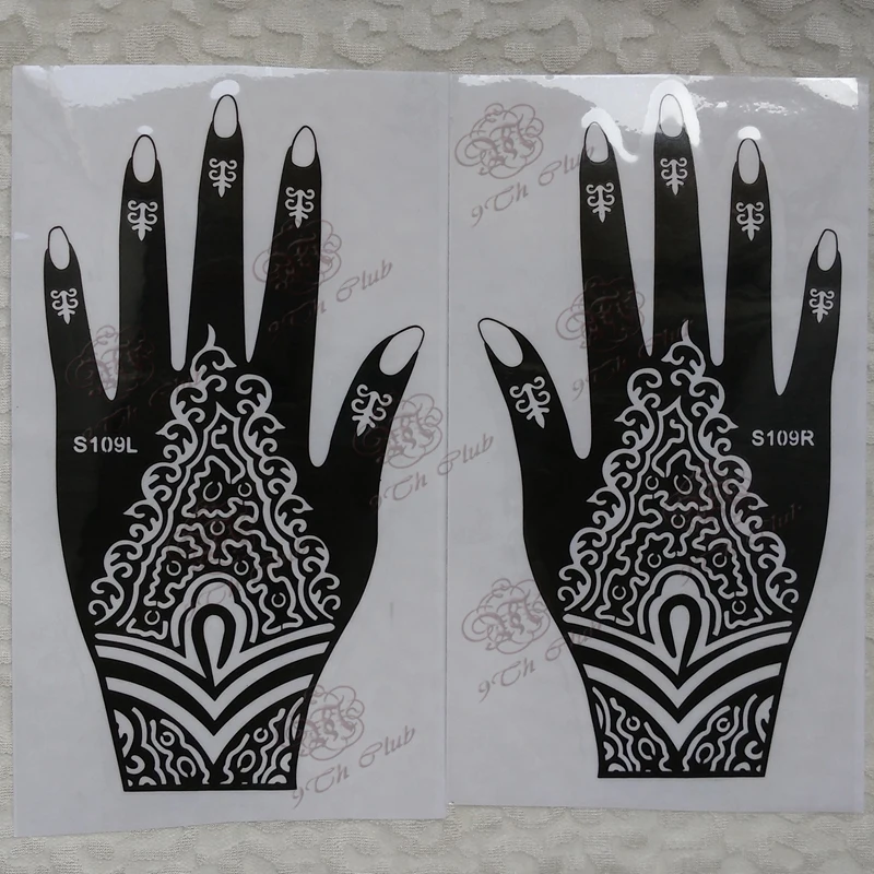 1pcs Large Henna Tattoo Stencils For Hand Body Paint,Flower Glitter