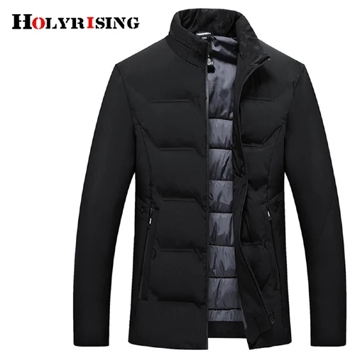 Holyrising Cazadora Hombre Invierno тонкая мужская одежда теплая зимняя куртка однотонные хлопковые куртки мужские шорты пальто на молнии 18591-5 - Цвет: Black