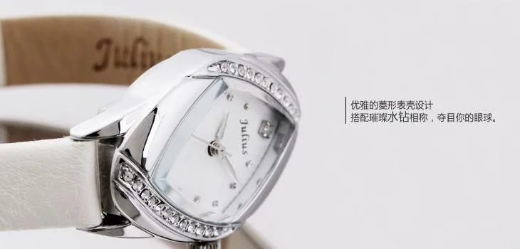 Julius Lady Women's Watch Japan Quartz Hours Fine Fashion Clock Bracelet Leather CZ Rhinestone Girl's Birthday Gift Box 660