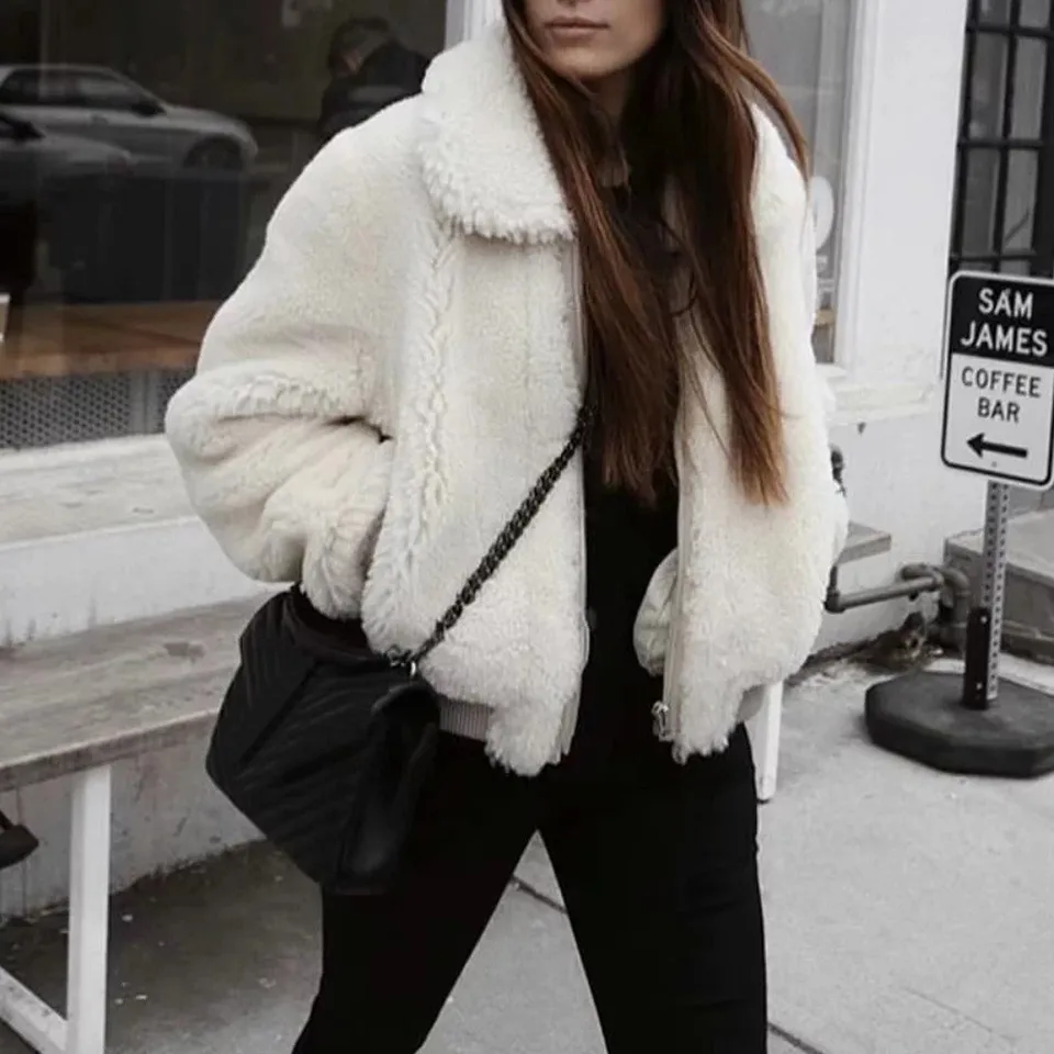 New Fashion Winter White Faux Fur Teddy Bear Coat Jacket New Fashion Winter White Faux Fur Teddy Bear Coat Jacket