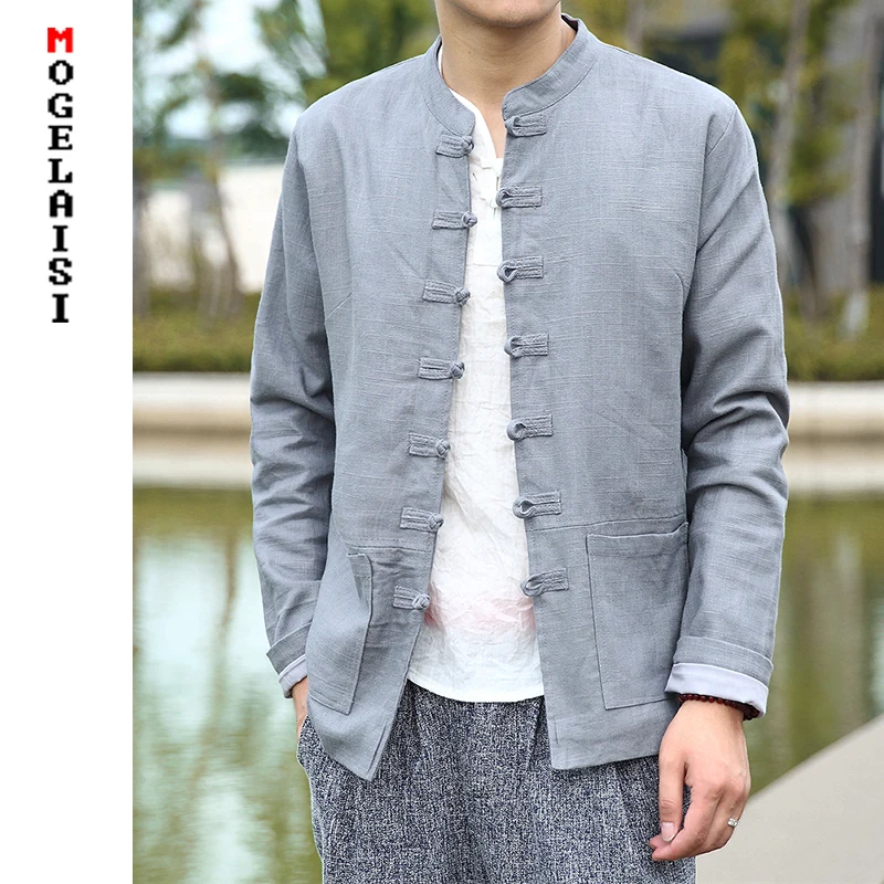 

Autumn new 2019 Chinese style Jacket men thin solid Standing collar coats plus size 5XL jacket man jaqueta masculino QT3023-6082