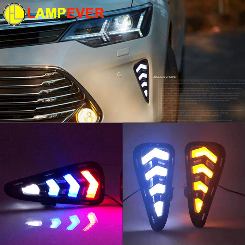 

Lampever LED DRL Daytime Running Light For Toyota Camry V55 2015-2017 Fog Lamp Frame Fog Light White Tri color