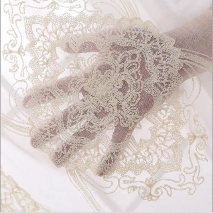 

2017 Elegant white Embroidered Tulle Curtains For Living Room Sheer Curtain Bedroom European Floral Panels Window Screening