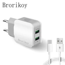 Brorikoy USB Ladegerät 2.4A Quick Charge Eu-stecker Micro Kabel für iPhone X Samsung S7/8 Hinweis 8 Adapter Reise Ladegeräte Gerät