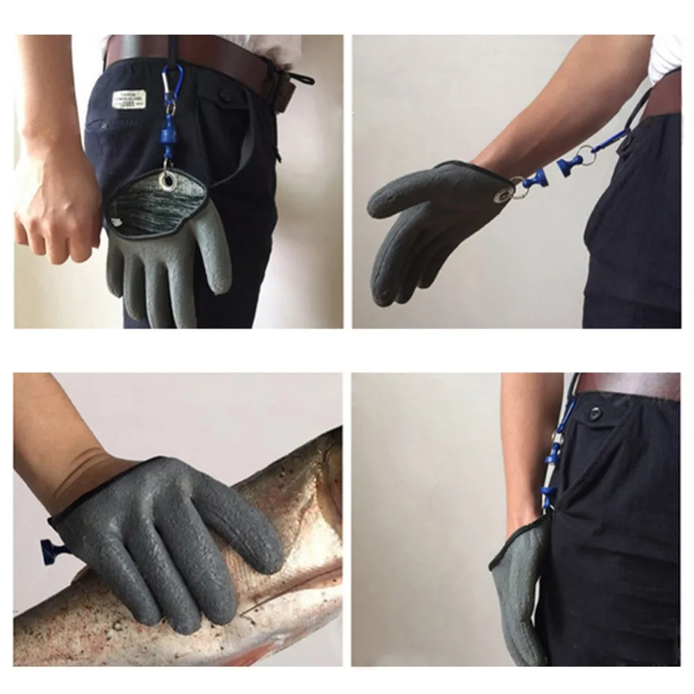 Одиночные водонепроницаемые рыболовные перчатки с левой правой рукой противоскользящие Анти-резные с магнитным выпуском ловли рыбы латексные перчатки