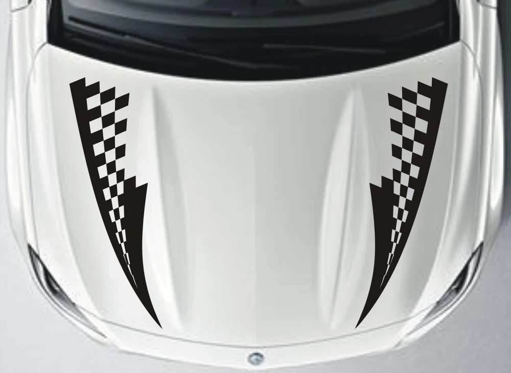 Car Grid racing sport flags Stripe Hood decals Vinyl Graphics stickers