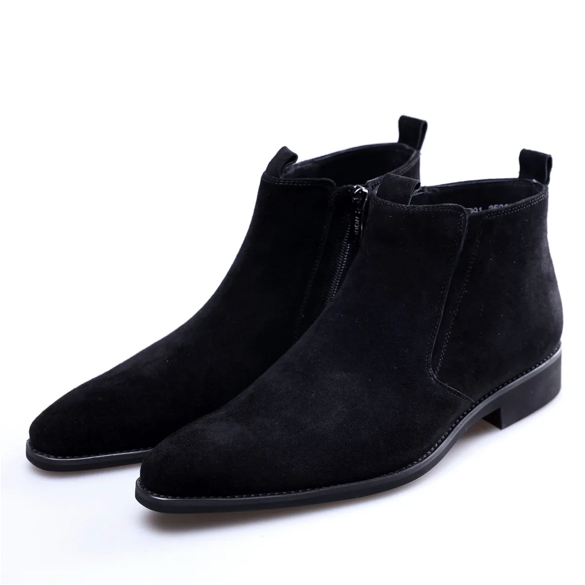 Модные ботильоны под змеиную кожу черного цвета; Мужская зимняя обувь; ботинки из натуральной кожи; Мужская обувь в байкерском стиле - Цвет: Suede Black