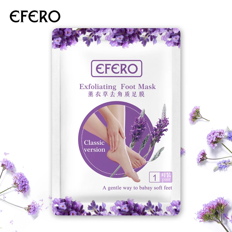 EFERO, 3 пары = 6 шт., Лавандовая маска для ног, отшелушивающий обновляющий педикюр, носки для удаления омертвевшей кожи на пятке, скраб для ног