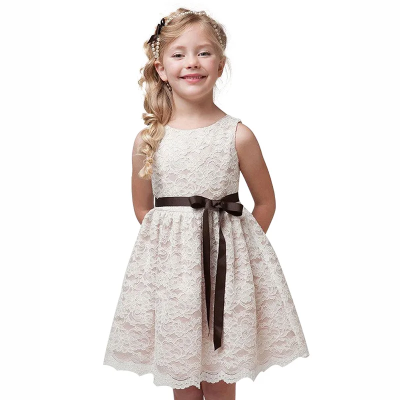 

Lace Girls Dresses Bow-knot Party Pageant Princess Dresses Baby Girls Kids Vestido Children Mesh Dresses for Wedding