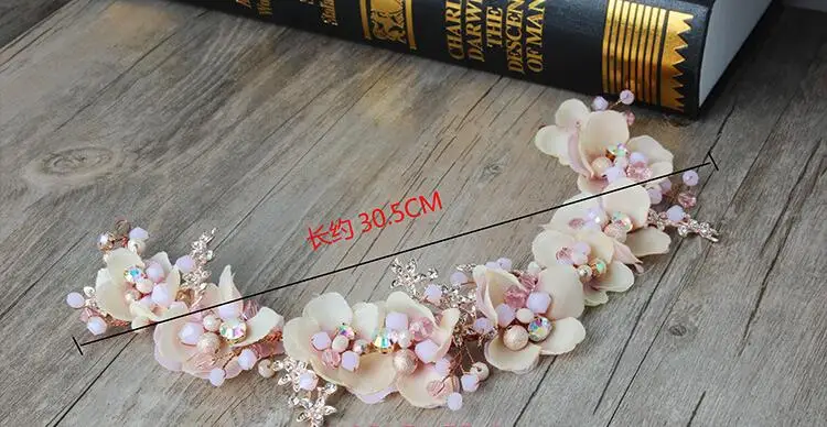 Blush Pink Flower Headwear Bridal Hair Decorations Flowers with Pearls Boho Mori Girls Fashion In Stock ZH013