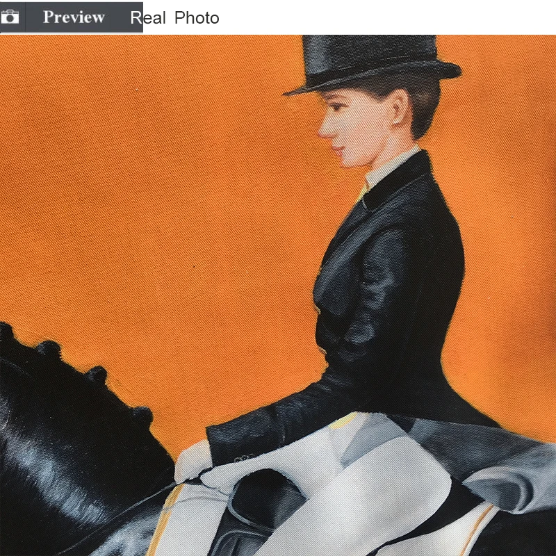 الكلاسيكية الحديثة البرتقال الحصان سباق قماش طباعة اللوحة المشارك بارد جدار الفن جدار الصور ل مدخل كبير حجم ديكور المنزل