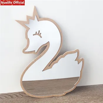 

European crown swan pattern decoration acrylic mirror sticker kids room kindergarten bedroom bathroom porch 3D wall sticker A5