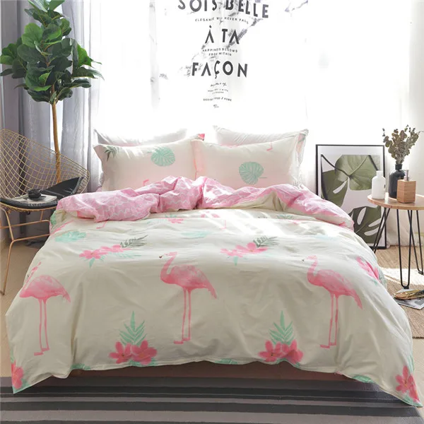 Buy Home textile pink flamingo bedding set 100cotton