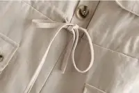 2019 Safari Style Spaghetti Strap Jumpsuit Women Open Button Lacing up Bow Waist Short Pants Romper Cotton Linen Playsuits - Image 6