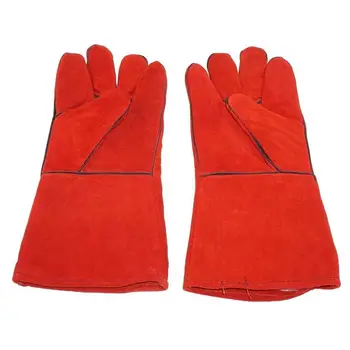 

14" Cow leather Heat Resistant Protective Gloves for Welding Grilling Cooking Metal Foundry Work 212F Thermally Resistant 1 Pair