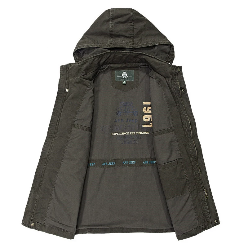 AFS JEEP брендовая военная куртка с капюшоном, пальто для мужчин, хлопок, Осень-зима, повседневная мужская куртка размера плюс M-4XL, Jaqueta masculina
