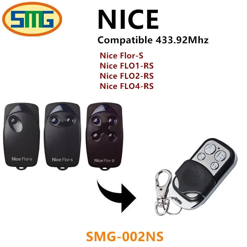 

Remote control Flo L NICE Flor flor-s flo1r-s flo2r-s Rolling code 433,92MHZ