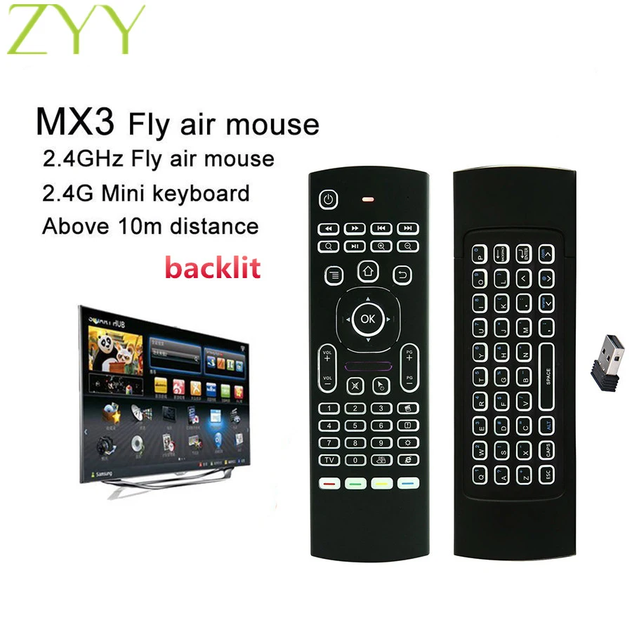 

MX3 Backlight Fly Air Mouse Remote Control Wireless Mini Keyboard 2.4Ghz For PC Android TV Box Motion Sensing Gamer Controller